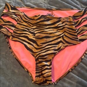 Tiger Print High-Waisted Bikini Bottoms
